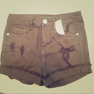 Black distress Harper denim shorts. NWT.
